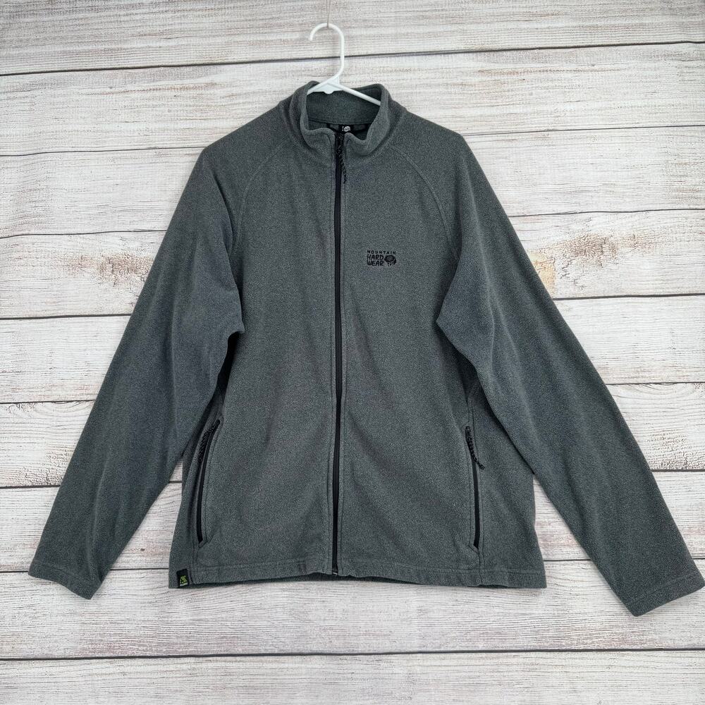 Mountain Hardwear Full Zip Fleece Jacket‎ Mens Large Gray Stretch Mock Neck
